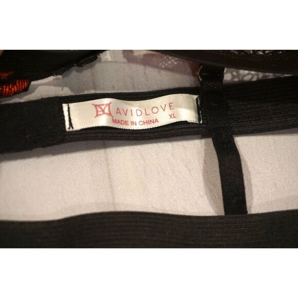 Avidlove Lace Garter Lingerie Set Removable Choker Strappy Bra - Size XL NWOT - Picture 4 of 6